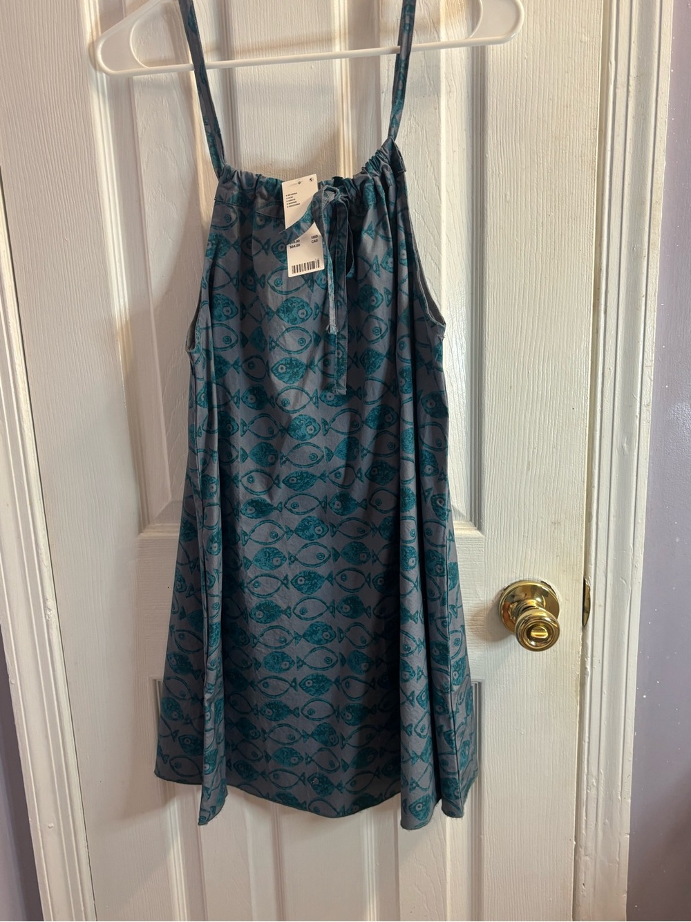 BDG Teal Fish Print Spaghetti Strap Dress